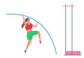 Woman athlete pole vault jumping sport competition vector Royalty Free Stock Photo