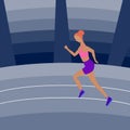 Woman Athlete Running on the Stadium Track Royalty Free Stock Photo