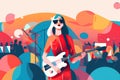 Woman attend local concerts bright background, created with Generative AI technology