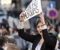 A woman attending the demonstration on Prague Wenceslas square against the current government and Babis finance minister