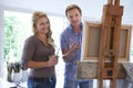 Woman Attending Painting Class Royalty Free Stock Photo