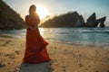 Woman at Atuh beach at Nusa Penida Island, Bali, Indonesia