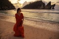 Woman at Atuh beach at Nusa Penida Island, Bali, Indonesia