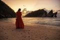 Woman at Atuh beach at Nusa Penida Island, Bali, Indonesia