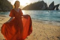 Woman at Atuh beach at Nusa Penida Island, Bali, Indonesia