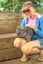 Woman with australian Wombat Royalty Free Stock Photo