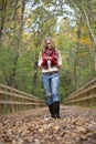 Woman on autumn walk Royalty Free Stock Photo