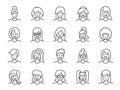 Woman avatar line icon set. Included icons as Female, Girl, Profile, Personal and more.