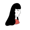 Woman avatar in side view. Logo for a hairdresser or beautician. Happy girl vector illustration