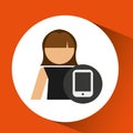 woman avatar smartphone call digital icon