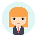 Woman Avatar with Smiling face. Female Cartoon Character. Businesswoman. Beautiful Ginger People Icon. Office Worker.