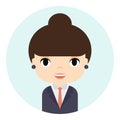 Woman Avatar with Smiling face. Female Cartoon Character. Businesswoman. Beautiful People Icon. Office Worker.