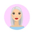 Woman avatar. Vector illustration.Cartoon beautiful girl in flat design style. Avatar business woman. Female avatar, face icon. Bl Royalty Free Stock Photo