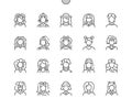 Woman avatar Well-crafted Pixel Perfect Vector Thin Line Icons 30 2x Grid for Web Graphics and Apps