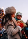 Woman and baby celebration Orthodox Christmas
