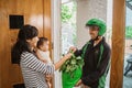 Woman and baby shopping grocery online Royalty Free Stock Photo