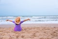 Woman back beach Royalty Free Stock Photo