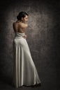 Woman Back Beauty Portrait, Elegant Lady Posing in Dress, S