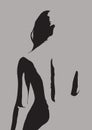 Woman back portrait. Contemporary female art poster. Abstract body silhouette Royalty Free Stock Photo