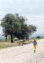 Woman back walking Royalty Free Stock Photo