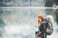 Woman with backpack hiking