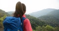 Backpacker enjoying the view on morning