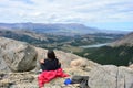 Woman backpacker inside the Glaciares National Park, El ChaltÃÂ©n, Argentina