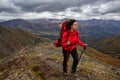 Woman Backpacking on Scenic Rocky Hiking Trail Royalty Free Stock Photo