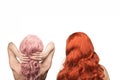 Woman backside, beautiful woman with red curly hair isolated Royalty Free Stock Photo