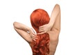 Woman backside, beautiful woman with red curly hair Royalty Free Stock Photo