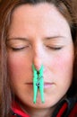 Woman - bad smell and odor Royalty Free Stock Photo