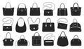 Woman bag isolated black set icon. Vector illustration handbag on white background. Vector black set icon woman bag. Royalty Free Stock Photo