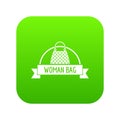 Woman bags icon green vector