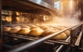 Woman bake food dough cook pastry hot bread bakery fresh meal background