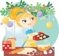 Woman bakes Christmas cookies Royalty Free Stock Photo