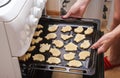 Woman bakes homemade cookies