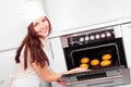 Woman baking bread Royalty Free Stock Photo