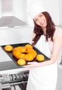 Woman baking bread Royalty Free Stock Photo