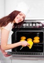 Woman baking bread Royalty Free Stock Photo