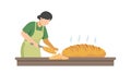 Woman Baking Bread with Freshly Made Dough, vector design Generative AI Royalty Free Stock Photo