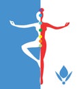 Woman in a balance position - vector illustration