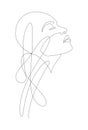 Woman with Bald head Line Art Illustration. Female head Feminine Minimalist Logo, line drawing with abstract expressive lines