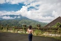 woman on balinesse mountain landscape Royalty Free Stock Photo