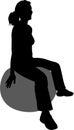 Woman on ball silhouette