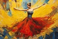 Woman ballerina dancing colorful abstract painting picture