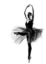 Woman ballet dancer leap dancing silhouette