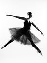 Woman ballet dancer leap dancing silhouette