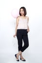 woman with balloon pink