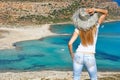 A woman at Balos of Creta, Greece Royalty Free Stock Photo