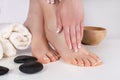 Elevate Your Beauty and Femininity: French Manicure and Pedicure in a Spa Royalty Free Stock Photo